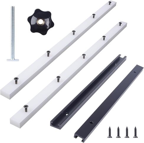 طقم مزلقة منشار طاولة متقاطع مع 2 قضبان ميتري UHMW، 2 مسار ألومنيوم، 1 مقبض و1 مسمار بطول، ثقوب مثقوبة مسبقًا و20 براغي متضمنة لتركيبات الرقص أو فتحات ميتري (6) in Kuwait