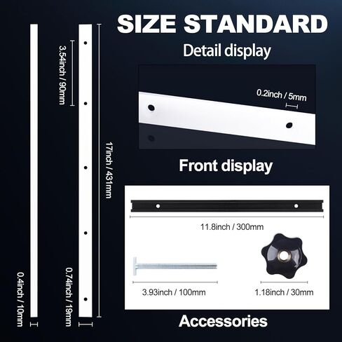 طقم مزلقة منشار طاولة متقاطع مع 2 قضبان ميتري UHMW، 2 مسار ألومنيوم، 1 مقبض و1 مسمار بطول، ثقوب مثقوبة مسبقًا و20 براغي متضمنة لتركيبات الرقص أو فتحات ميتري (6) in Kuwait