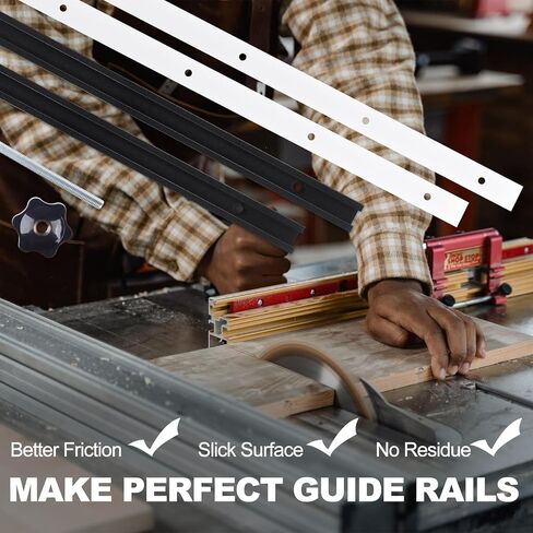 طقم مزلقة منشار طاولة متقاطع مع 2 قضبان ميتري UHMW، 2 مسار ألومنيوم، 1 مقبض و1 مسمار بطول، ثقوب مثقوبة مسبقًا و20 براغي متضمنة لتركيبات الرقص أو فتحات ميتري (6) in Kuwait