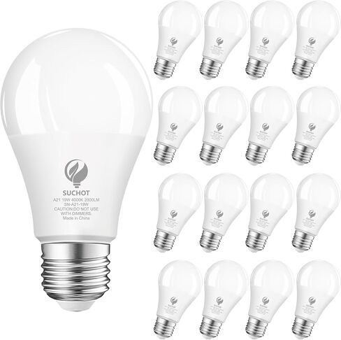 لمبة إضاءة LED A21، مصابيح إضاءة مكافئة 150 وات، ضوء نهاري 19 وات 5000 كيلفن، 2300 لومن، لمبة LED غير قابلة للتعتيم، قاعدة قياسية E26 للأماكن الداخلية والخارجية، قائمة ETL موفرة للطاقة، 6 عبوات in Saudi Arabia