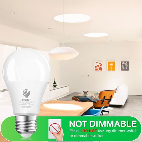 لمبة إضاءة LED A21، مصابيح إضاءة مكافئة 150 وات، ضوء نهاري 19 وات 5000 كيلفن، 2300 لومن، لمبة LED غير قابلة للتعتيم، قاعدة قياسية E26 للأماكن الداخلية والخارجية، قائمة ETL موفرة للطاقة، 6 عبوات in Saudi Arabia