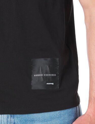 A｜X ARMANI EXCHANGE Men's Regular Fit Limited Edition Armani Exchange X Mix Mag Patch Logo Tee in Saudi Arabia