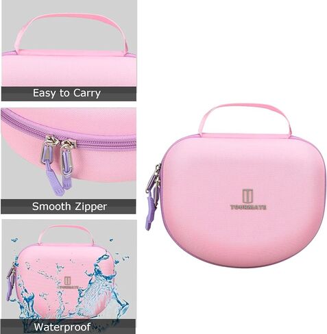 Tourmate Hard Travel Case for Riwbox CT-7 CT-7S / iClever HS01 / FosPower Cat Ear LED Light Kids Wireless Headphones, Protective Carrying Storage Bag（Box for Sale） (Purple&Pink) in Kuwait