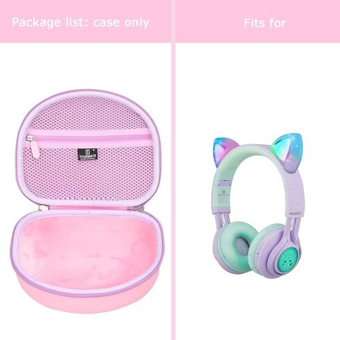 Tourmate Hard Travel Case for Riwbox CT-7 CT-7S / iClever HS01 / FosPower Cat Ear LED Light Kids Wireless Headphones, Protective Carrying Storage Bag（Box for Sale） (Purple&Pink) in Kuwait