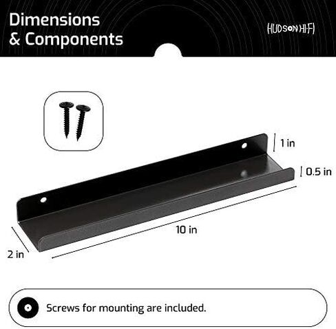 رف عرض الحائط من الفينيل لسجلات الفينيل Hi-Fi LP من Hudson - عرض تسجيلات LP المفضلة لديك بأناقة (6 عبوات، أسود) in Kuwait