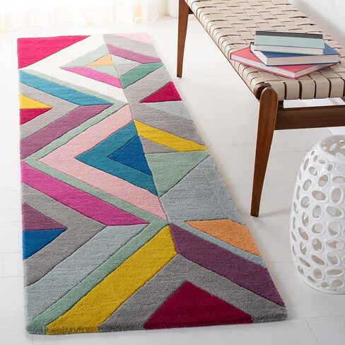 مجموعة SAFAVIEH Fifth Avenue Collection 2'3" x 9' رمادي/متعدد FTV112A سجادة عداء مصنوعة يدويًا من منتصف القرن الحديث التجريدي الفاخر من نيوزيلندا in Saudi Arabia