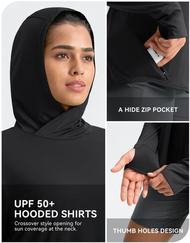 Pudolla Women's Sun Protection Shirt UPF 50+ Long Sleeve Lightweight UV Hoodie for Women Hiking Outdoor Fishing Summer in Saudi Arabia