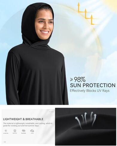 Pudolla Women's Sun Protection Shirt UPF 50+ Long Sleeve Lightweight UV Hoodie for Women Hiking Outdoor Fishing Summer in Saudi Arabia