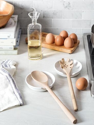 LE TAUCI Ceramic Spoon Rest for kitchen, 4.8 Inches Spoon Holder for Stove Top, Coffee Spoon Rest, Spoon Cradle, Kitchen Basics, Kitchen Accessories For Utensils, Set of 1, True White in Kuwait