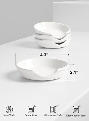 LE TAUCI Ceramic Spoon Rest for kitchen, 4.8 Inches Spoon Holder for Stove Top, Coffee Spoon Rest, Spoon Cradle, Kitchen Basics, Kitchen Accessories For Utensils, Set of 1, True White in Kuwait