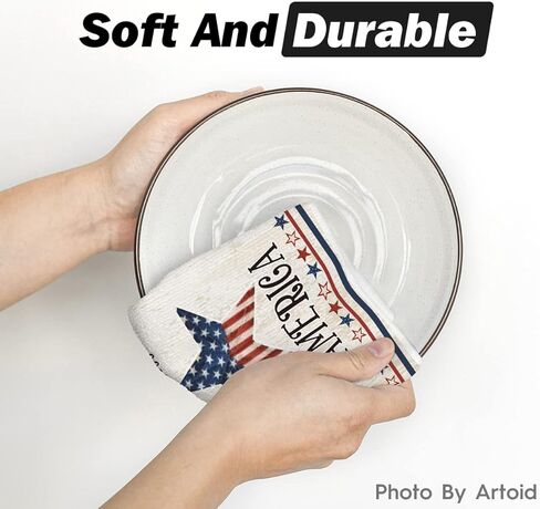 وضع Artoid العلم الأمريكي نجوم الرابع من يوليو مناشف المطبخ مناشف الأطباق، 18x26 بوصة God Bless America الديكور مناشف اليد مجموعة من 2 in Saudi Arabia