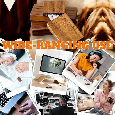 8GB Wood USB Flash Drives 5 Pack, FEWINA Rectangle Walnut Wooden USB Drive 8G USB2.0 Thumb Drive Memory Stick Jump Drive for Backup Picturs/Videos Ideal Gift (5PCS / Walnut) in Kuwait