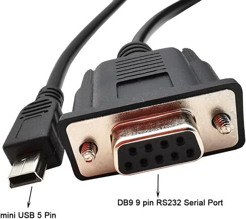 MTUERANC USB to RS232 Serial Adapter, USB Mini 5 Pin Male to DB9 9 Pin Female Serial Converter Cable 1.8M/6Feet (Right Angle Mini USB to RS232 Serial) in Saudi Arabia