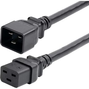 StarTech.com 6ft (1.8m) Heavy Duty Extension Cord, IEC 320 C19 to IEC 320 C20 Black Extension Cord, 15A 250V, 14AWG, Heavy Gauge Extension Cable, Heavy Duty AC Power Cord, UL Listed (PXTC19C20146)
