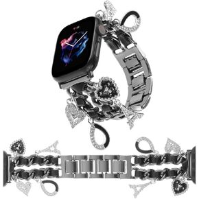 REALSIGN Stylish Wristband Compatible with Apple Watch Bands 38mm 40mm 41mm 42mm 44mm 45mm 49mm,Replacement Strap with Unique Pendants for iWatch Series 9 8 7 6 5 4 3 2 1 SE Metal Chain Charms for Women
