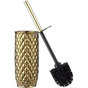 مجموعة فرش المرحاض السيراميكية من إكسسوارات الحمام - فرشاة وحامل المرحاض (نمط الأناناس، ذهبي) in Kuwait