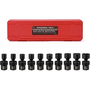 Mayouko 15PCS 3/8" Drive Shallow Universal Impact Socket Set, 6 Point, Metric, 8-22mm