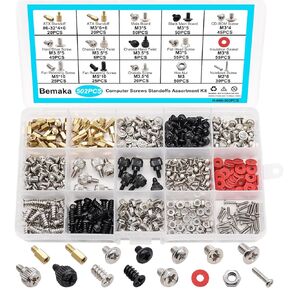 502PCS Computer Screws Assortment Kit, Motherboard Standoffs Screws for PC Fan, PC Case, HDD Hard Drive, ATX Case, Laptop, SSD, CD-ROM, Used for DIY Installation & Repair of Computer Parts