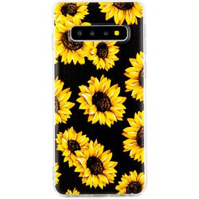 Phone Case Compatible with Galaxy S10 Case,Black Sunflower Pattern Cute Floral Case Soft TPU Back Cover for Samsung Galaxy S10 6.1 inch in Kuwait