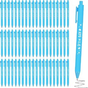 60 Pieces Baby Shower Pens It's a Boy 1.0 mm Ballpoint Pen with Black Ink Retractable Writing Pens for Guests Friends Baby Shower Gender Reveal Party Favors Office School Student Writing, Blue