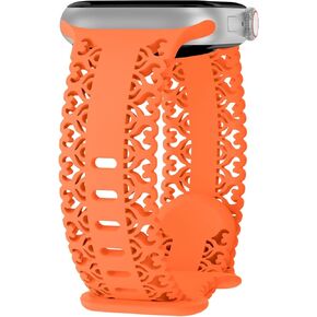 Lace Silicone Bands Compatible with Apple Watch Band 38mm 40mm 41mm 42mm 44mm 45mm 49mm, Hollow-out Breathable Sport Strap Replacement Wristbands for iWatch Ultra Series 9/8/7/6/5/4/3/2/1/SE