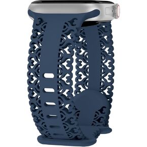 أربطة سيليكون من الدانتيل متوافقة مع سوار ساعة Apple 38 مم 40 مم 41 مم 42 مم 44 مم 45 مم 49 مم، أساور معصم بديلة لحزام رياضي مجوف للتنفس لسلسلة iWatch Ultra 9/8/7/6/5/4/3/2/1/SE in Kuwait