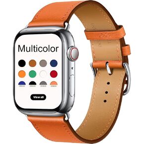 DONEGANI LB1 Leather Band Compatible with Hermes Apple Watch Bands Series Ultra 9 8 7 6 5 4 3 2 1 SE｜49mm 45mm 44mm 42mm 41mm 40mm 38mm Men Women iWatch Strap in color Brown