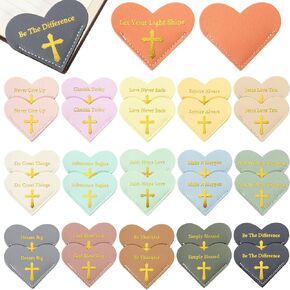 Kosiz 32 Pcs Bible Verse Leather Heart Bookmark Page Corner Book Marks Cute Leather Bookmark Clips for Women Reading Accessories for Home Office School Bookworm, 16 Colors