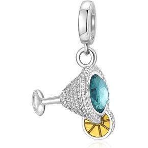 SEVENWELL Cocktail Dangle Charms for Pandora, Green Emerald Zirconia Bracelets Pendant Necklace Charm Beads, Perfect Charm for Mom, Daughter, Sister & More