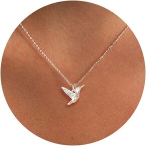 HANLI Silver Necklaces for Women - 14K White Gold Plated Collection | Featuring Beads, Infinity, Star of David, Circle, and Hummingbird Pendants