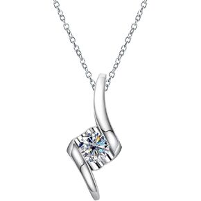 AnuClub Moissanite Pendant Necklace 1CT D Color VVS1 925 Sterling Silver Lab Created Diamond Adjustable Necklace for Women with Certificate of Authenticity
