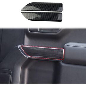غطاء مقبض درابزين الباب الداخلي من ألياف الكربون لسيارة 2019-2023 Chevy Silverado 1500/GMC Sierra 1500 لـ 2020-2024 Sierra/Silverado 2500 3500 HD (كابينة الطاقم 4 أبواب)