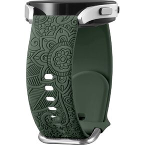 Odbeai Floral Engraved Bands Compatible with Galaxy Watch 6/Galaxy Watch 6 Classic/Galaxy Watch 5/Galaxy Watch 4/Galaxy Watch 5 Pro/Galaxy Watch 4 Classic/Galaxy Watch 3/Active 2/Active Women