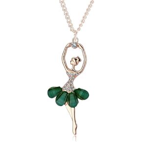 Ballerina Necklace for Women Charm Crystal Rhinestone Ballerina Pendant Necklace Dainty Sweet Dancer Dancing Necklace Ballet Recital Themed Dancer Gifts