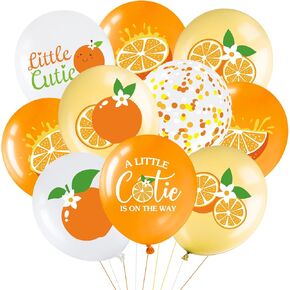 Capoda 40 Pieces Little Cutie Baby Shower Decorations Fruit Orange Balloons 12 Inch Little Cutie Latex Balloons Orange Birthday Party Supplies for Boys Girls Summer Fruit Party Favors Decorations