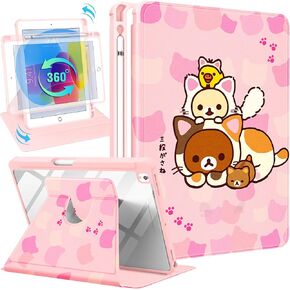 Besoar for iPad 9th/8th/7th Generation 10.2 inch Case Cute Cartoon Kawaii for Girls Kids Girly Women Design Covers,360 Degree Rotating Folio Stand Pencil Holder for Apple i Pad 9/8/7 Gen,SleepGirl