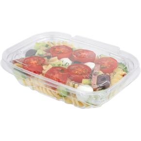 Restaurantware Tamper Tek 48 Ounce Take Out Containers 100 Tamper-Evident Deli Containers - Hinged Lid Freezable Clear Plastic Meal Prep Containers Disposable For Carry Out Or Lunches