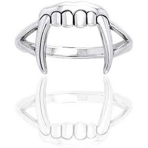 Dracula's Bite - Vampire Fangs Teeth Sterling Silver Ring(Sizes 3,4,5,6,7,8,9,10,11,12,13,14,15)