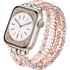 CAGOS Beaded Bracelet Band Compatible with Apple Watch 38mm 40mm 41mm 42mm 44mm 45mm, Stretchy Dressy iPhone Watch Bands Women Cute Boho Straps for iWatch Bands Series 9 8 7 6 5 4 3 2 1 SE