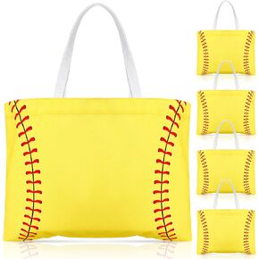 6 Pcs Woman Softball Tote Bag Large Oversize Casual Canva Handbag Mom Beach Travel Bag Softball Mom Tote for Women