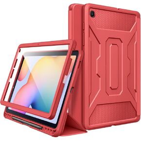 MoKo Case Fit Samsung Galaxy Tab S6 Lite 10.4 2022 (SM-P613/P619) & 2020 (SM-P610/P615), [Built-in Screen Protector] Full-Body Trifold Stand Cover Case with Auto Sleep/Wake & Pencil Holder - Sky Blue