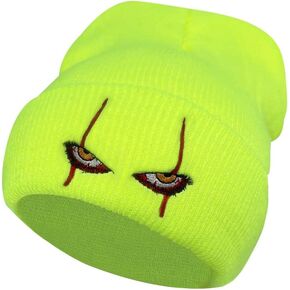 Moive Scary Eyes Hat Clown Beanie Embroidery Warm Hat Sweater Hat Knitted Hat Outdoor Cap for Men Women