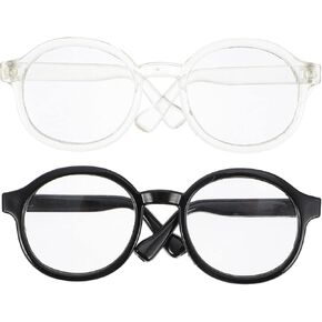 NUOBESTY Doll Eyewear 2pcs Doll Glasses Doll Eyeglasses Doll Dress up Glasses Dolls Reading Glasses Mini Glasses Costume Supplies for 15-20cm Doll Kids Play House Black Transparent
