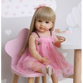 Reborn Baby Boy 22 inch Anatomically Correct Baby Boy Doll Silicone Full Body Realistic Boy Toddler Baby Dolls Curly Hair with Teeth for Boys Girls Gift