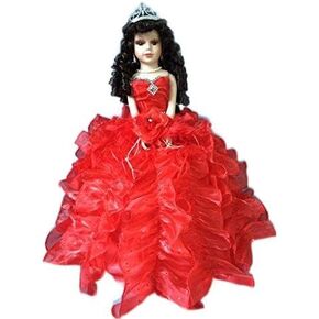 Jmisa 18" Umbrella Porcelain Dolls Quince Anos Red