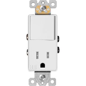 ENERLITES Switch and Outlet Combo, Combination Decorator Paddle Switch 15A/120VAC with Tamper-Resistant Receptacle Outlet 15A/125VAC, Residential/Commercial Grade, UL Listed, 68625-TR-W, White