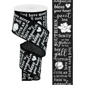 Craig Bachman 2.5" Southern Charm Royal Ribbon: Black & White (10 Yards) Craft Floral Arrangement Gift Wrapping Wired Edge Ribbon