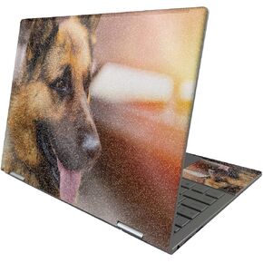 MightySkins Glossy Glitter Skin Compatible with HP Envy x360 13" (2022) - German Shepherd | Protective Durable High-Gloss Glitter Finish | Easy to Apply Remove and Change Styles | Made in The USA
