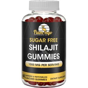 Sugar Free Shilajit Gummies (1000mg serving)- Natural Himalayan Organic Fulvic Acid Shilajit Supplement for Men and Women -60 Gummy Chews