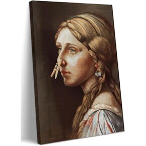 Funny Bathroom Canvas Wall Art, Retro Black Humour Smell Pinching Nose Poster Prints Wall Decor, Set of 2 Black and White Wall Art for Bathroom, Restroom, Room Decor - Framed 12x16 in